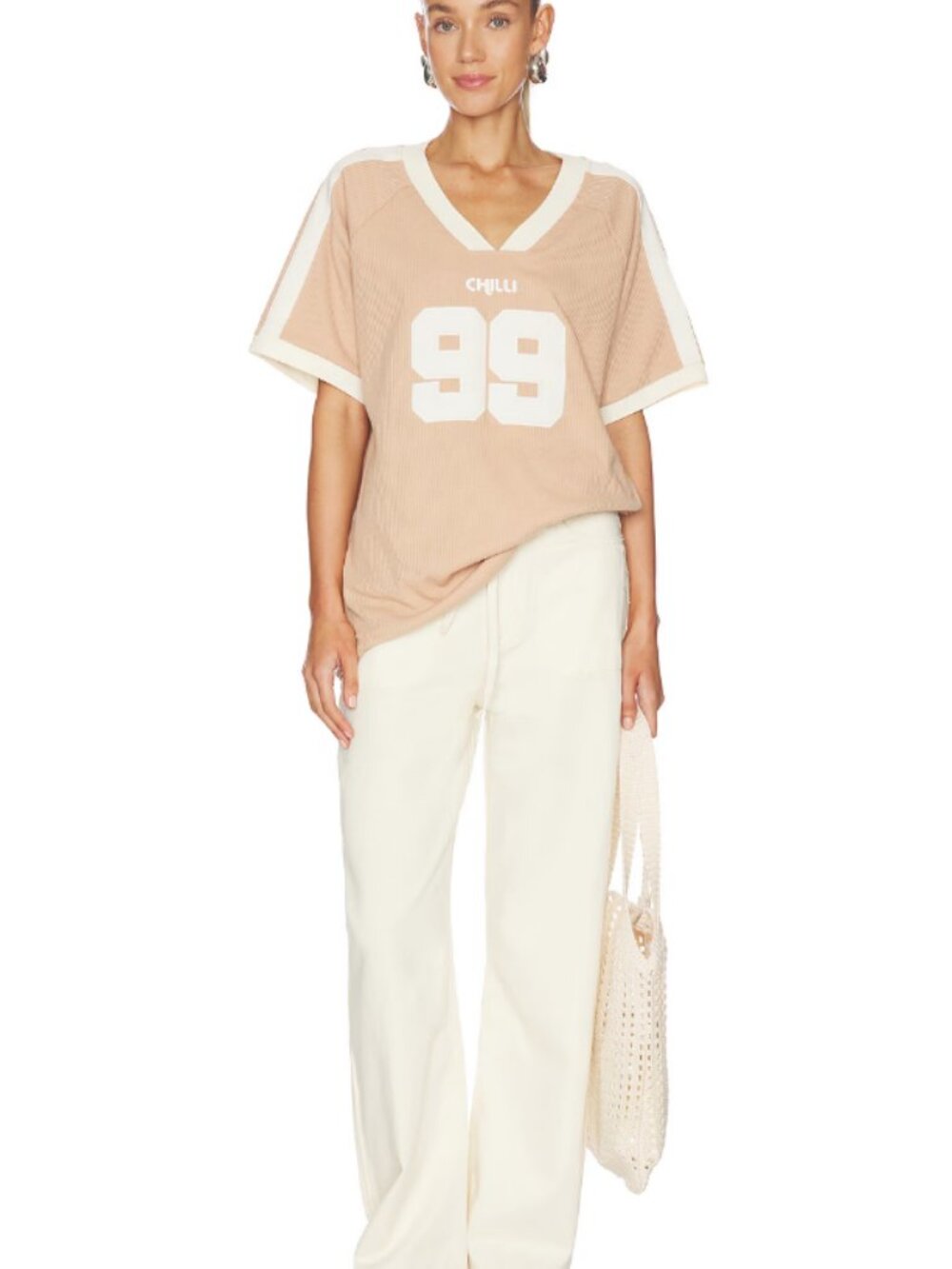 Araminta James Chilli 99 Waffle Tee in Latte Unique - Picture 4 of 5